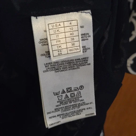 Brooks Brothers Dress Navy White Geometric Print Sheath Size 4 - Picture 5 of 10